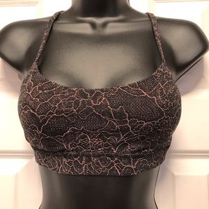 Lululemon Flow Y Sports Bra ( Size 4) Color Black/ Pink Floral Pattern